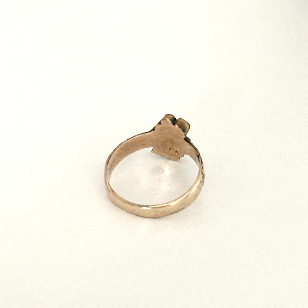 Antique Victorian 14K Yellow Gold Garnet & Seed Pearl Ring Size 6 - Picture 4 of 12